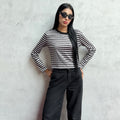 Black contrast Stripe Top