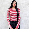 Red contrast Stripe Top