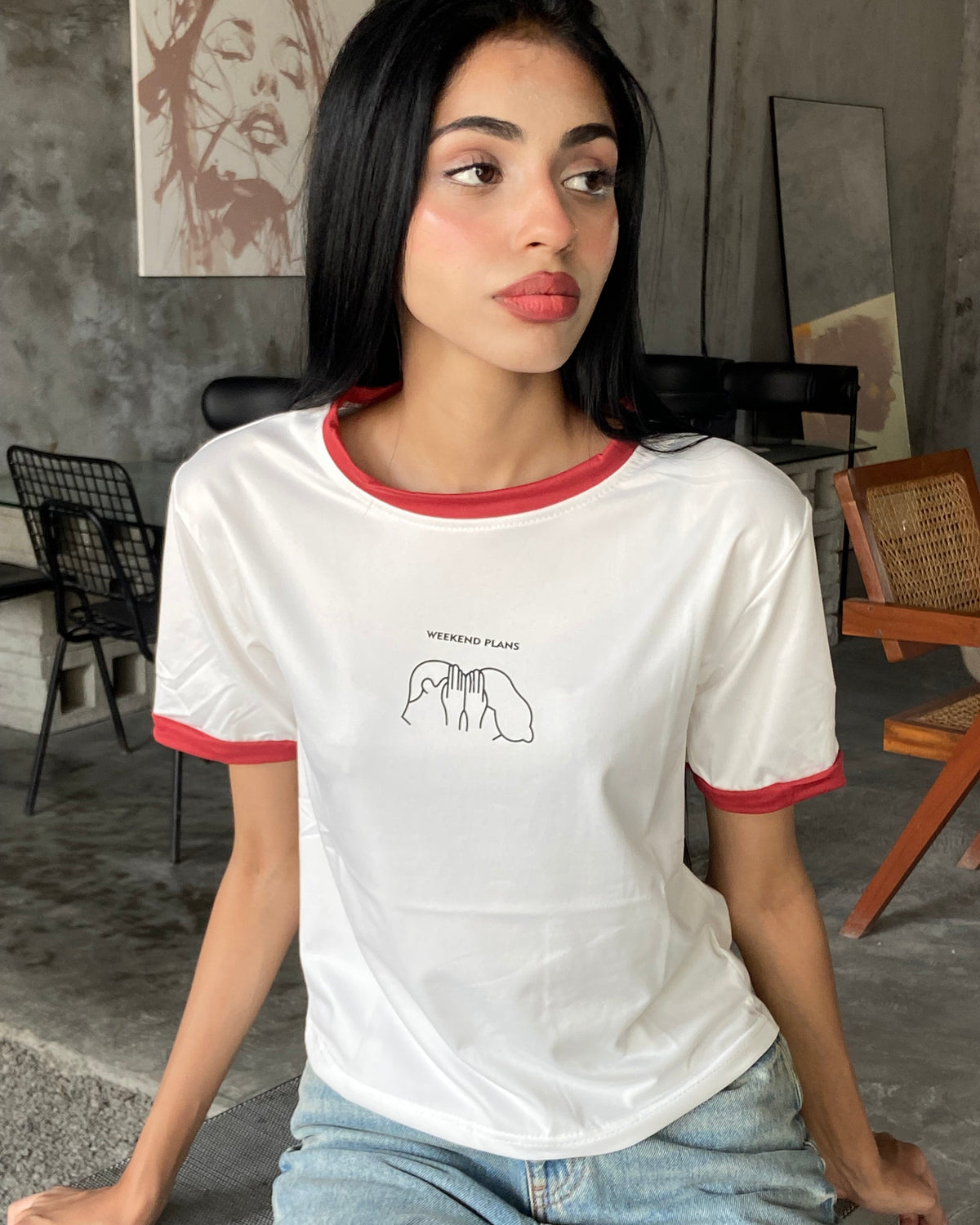 Weekend Contrast Tee (Free size)