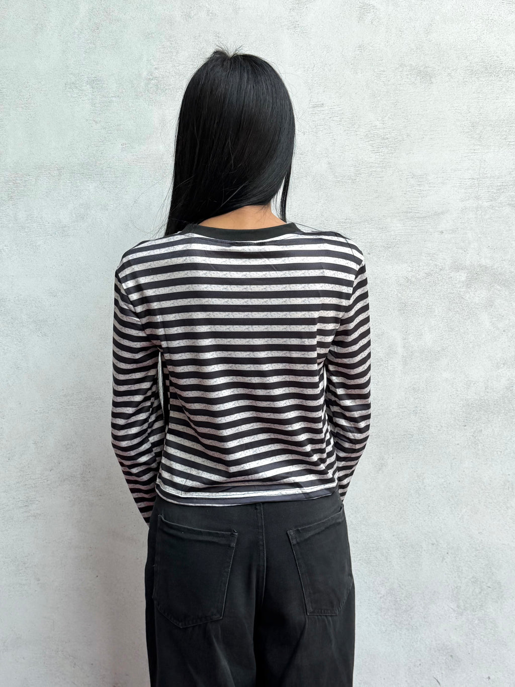 Black contrast Stripe Top