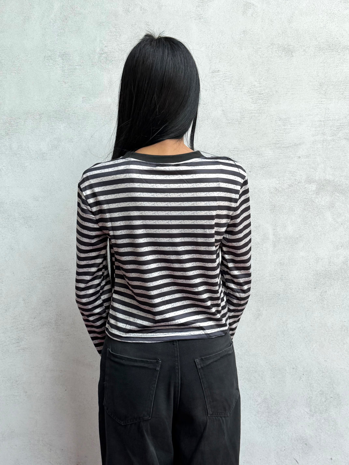 Black contrast Stripe Top